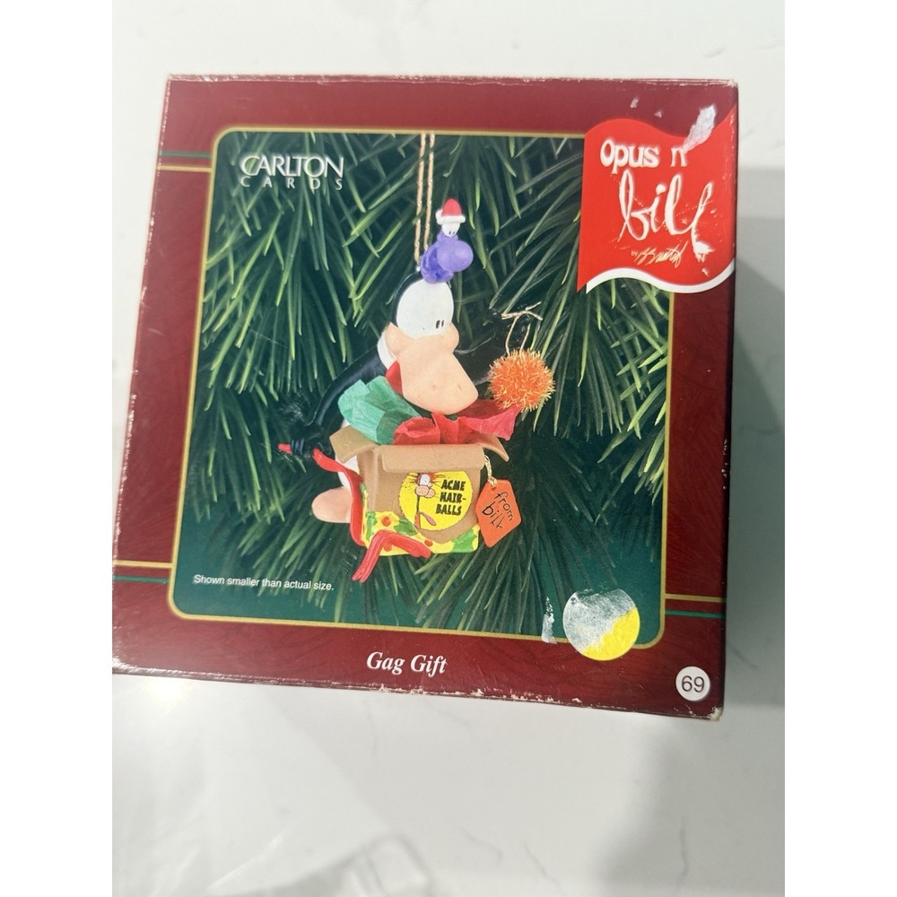 Opus N' Bill 1999 penguin Bloom County Carlton Cards GAG GIFT Christmas ornament